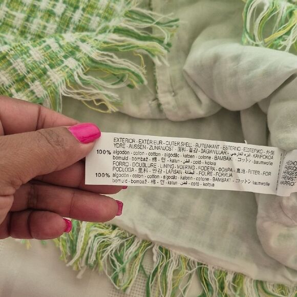 Zara Green and White Tweed Buttoned Blouse - Picture 10 of 16